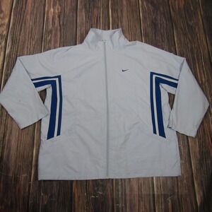 Nike Jacket Youth XL 16-18 Gray Full Zip Track Woven Striped Sleeves Swoosh